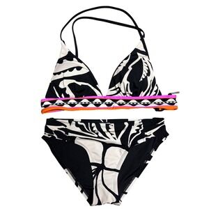 Trina Turk Reversible Bikini Set Black Cream Size 8
